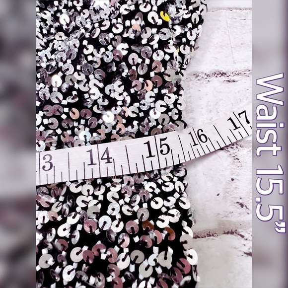 Stenay Vintage Silver Sequin Party Dress made in India Silk Lining 10 - Picture 6 of 13